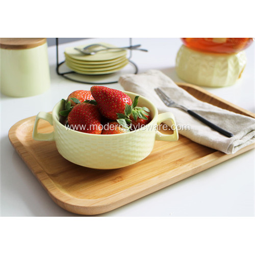 Attractive Colorful Clay Double Handle Soup Bowls